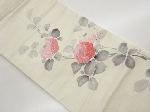 銀彩花模様刺繍名古屋帯